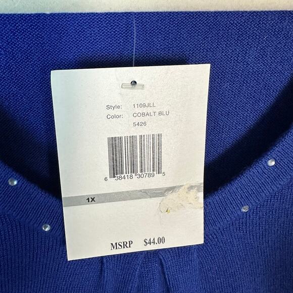 Designers originals women’s lightweight sweater blue 3/4 length sleeve plus size - Picture 6 of 9